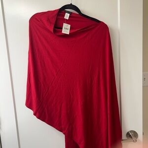 NWT J. JILL RED PONCHO WRAP O/S